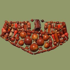 Vintage 1970s Nigerian Coral Bead Wedding Choker